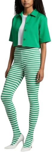 Image of ToBeInStyle Women's Thin Horizontal Stripe Opaque Tights Pantyhose - Regular or Plus