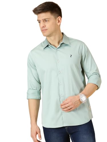 Image of Thomas Scott Men's | Solid | Full Sleeve | Slim Fit | Cotton Blend | Spread Collar | Casual Shirt