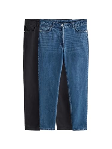 THE SET Mujeres Pack de 2 Vaqueros de Corte Pitillo Mid Blue/Black 44