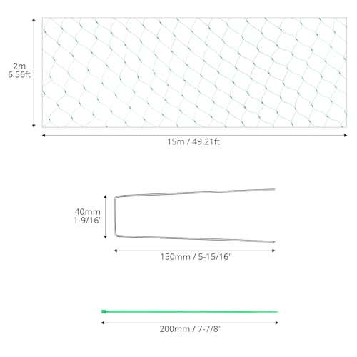 QWORK® Rete protezione uccelli 2 x 15 m, rete anti uccelli, rete in nylon tagliabile, rete per piante, per giardino, stagno, balcone - immagine 7