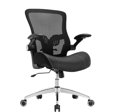 Luckyear Bürostuhl, Ergonomisch Schreibtischstuhl Verstellbaren Armlehnen, Höhenverstellbar Drehstuhl mit Wippfunktion für Home Office, Büro & Gaming, Premium Latexsitzkissen Schwarz