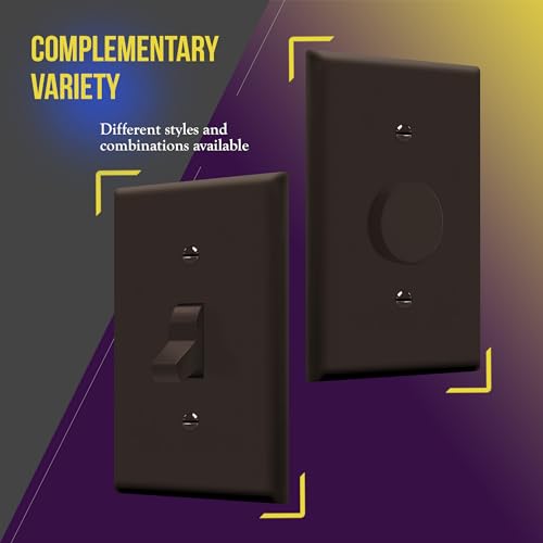 Image of ENERLITES Toggle Light Switch Wall Plate, Gloss Finish, Standard Size 1-Gang 4.50 inch x 2.76 inch, Unbreakable Polycarbonate Thermoplastic, 8811-BR-10PCS, Brown (10 Pack)