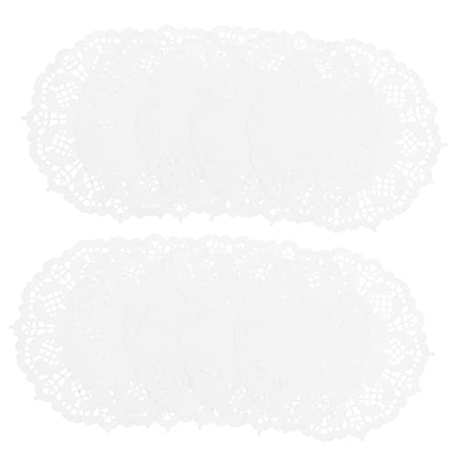 PRETYZOOM 100pcs Round Lace Paper Doilies Oil Absorbing Cake Paper Pads for Desserts Baked Treats