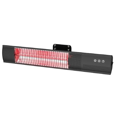 DWELLCOZY Heating Wall-Mounted Outdoor Heaters for Patio, Indoor/Outdoor Hanging Electric Patio Heater 1500W 3 Heat Modes with Remote, Infrared Outdoor Heater IP55 Resistant, 24H Timer, Black