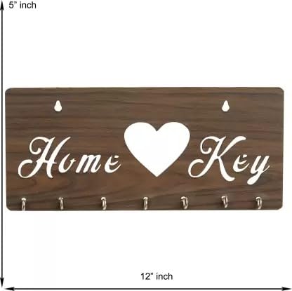Webelkart Premium "Home Keys" Schlüsselhalter aus Holz (30 cm x 13,5 cm x 0,4 cm, braun) - 7 Haken