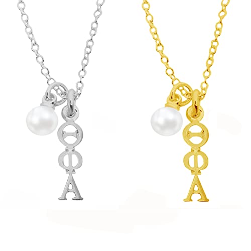 Theta Phi Alpha Necklace with Pearl, Sorority Lavaliere Necklace, Big Lil Sis Rush Week