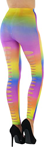 Image of ToBeInStyle Women's Slashed Ripped Shredded Distressed Hosiery Tights Leggings Music Festival