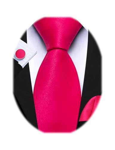 Image of Barry.Wang Plain Men Silk Ties Extra Long Satin Necktie for Wedding Business Handkerchief Cufflinks Set Solid Colors
