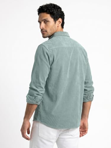 Image of Urbano Fashion Men's Corduroy Full Sleeve Regular Fit Solid Overshirt with Utility Pockets