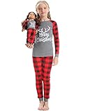 Girls Matching Doll&toddler Owl 4 Piece long cotton Christmas Pajamas sleepwear