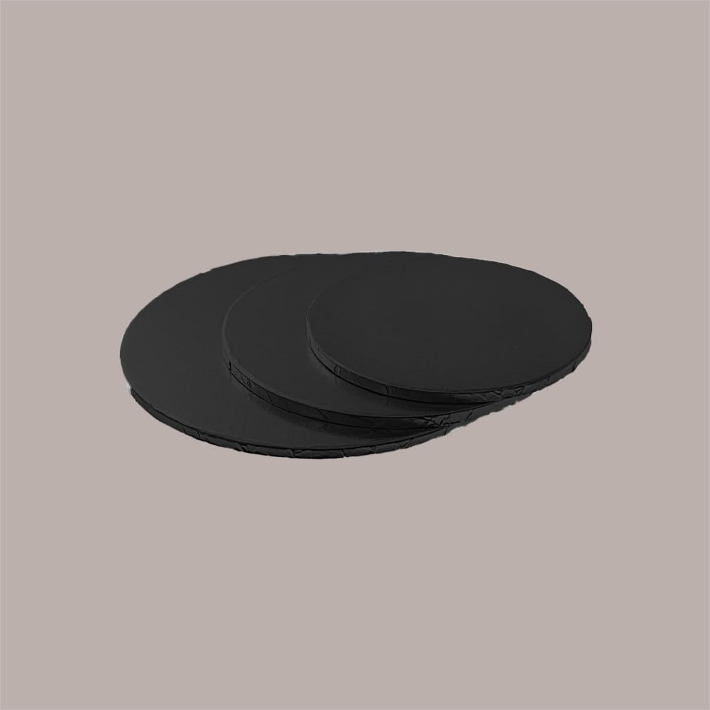 Lucgel, Vassoio Sottotorta Tondo Nero, Carta Rigida, Riutilizzabile, 40 cm, 2 pezzi