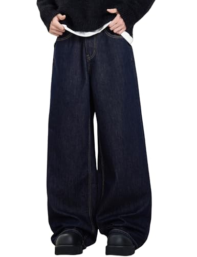 Mens Y2K Hip Hop Skater Jeans Vintage Plain Pants Straight Leg Denim Joggers Aesthetic Jeans Streetwear