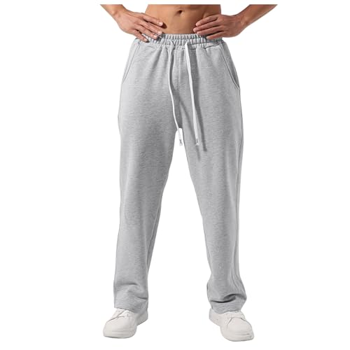 Men's Casual Pants Comfortable Lightweight Fleece Sweatpants with Woven Pocket and Leather Label for Sports