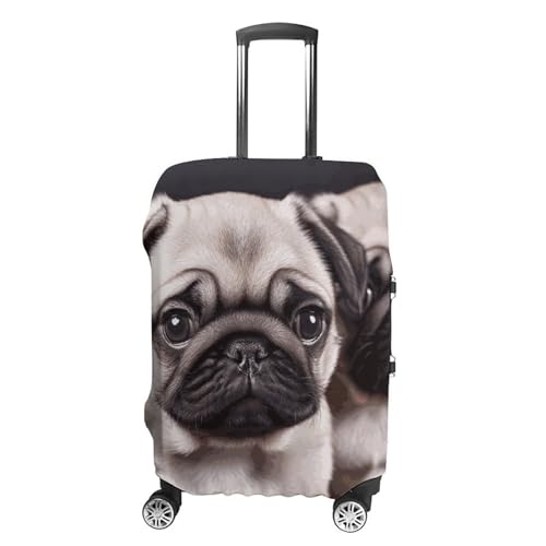Puppys Pug Printed Luggage Cover Protector, Fits 18-32 Inch Luggage
