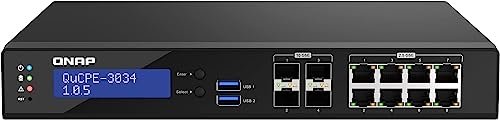 QNAP QuCPE-3034-C3758R-16G-US Network Virtualization Premises Equipment with an Intel® Atom Eight-core Processor, Suitable for deploying Virtual Networks in Multiple Edge Offices (Diskless)