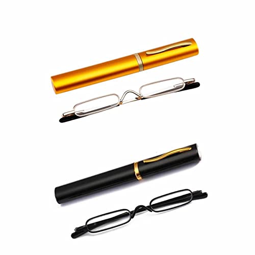 YSJJZRL 2 Pack portalápices pequeños Gafas de lectura Lectores de bolsillo de metal superligero Cover