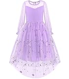 DAXIANG Girls Mesh Long Sleeve Layered Tulle A Line Floral Embroidery Dress for Birthday Special Occasion Wedding Size 5-14 Size 12-14 Light Purple
