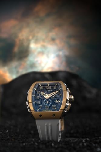 Image of Nubeo Men's 49mm Magellan Retrograde Chronograph Watch with Rubber Strap NB-6088