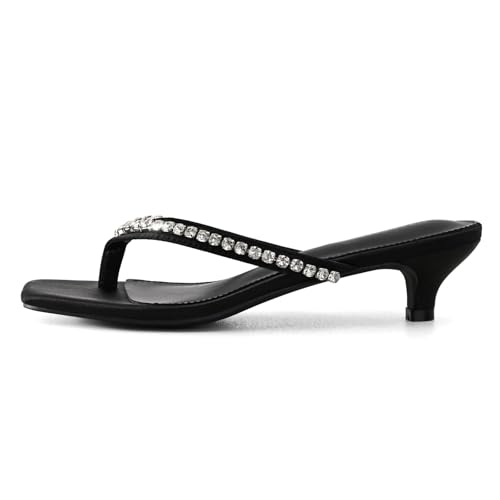Image of Women's Flip-Flops Kitten Heels Thong Sandals For Women Square Toe Slip On Fashion Summer Dress Sandals