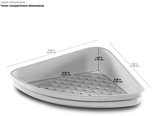Madesmart Plastic Bathtub Corner Shelf For Expanded Soap Storage Space, Storage Shelf For Bathtub Corner With Drainage Holes, Gray #TOP24