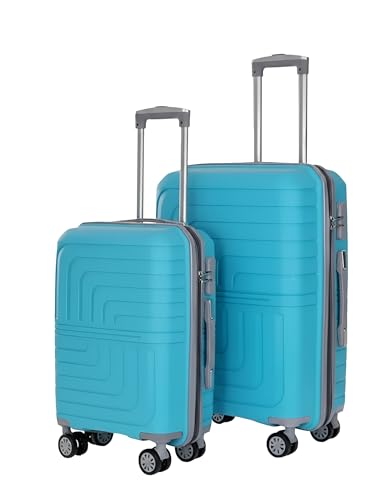 Image of Pro 8 Wheels Set of 2 (Cabin + Medium) Trolley Bags, Hard Case Polypropylene, 360º Wheeling Luggage for Men & Women, Suitcase for Travel, Trolley Bags for Travel (Sky Blue)