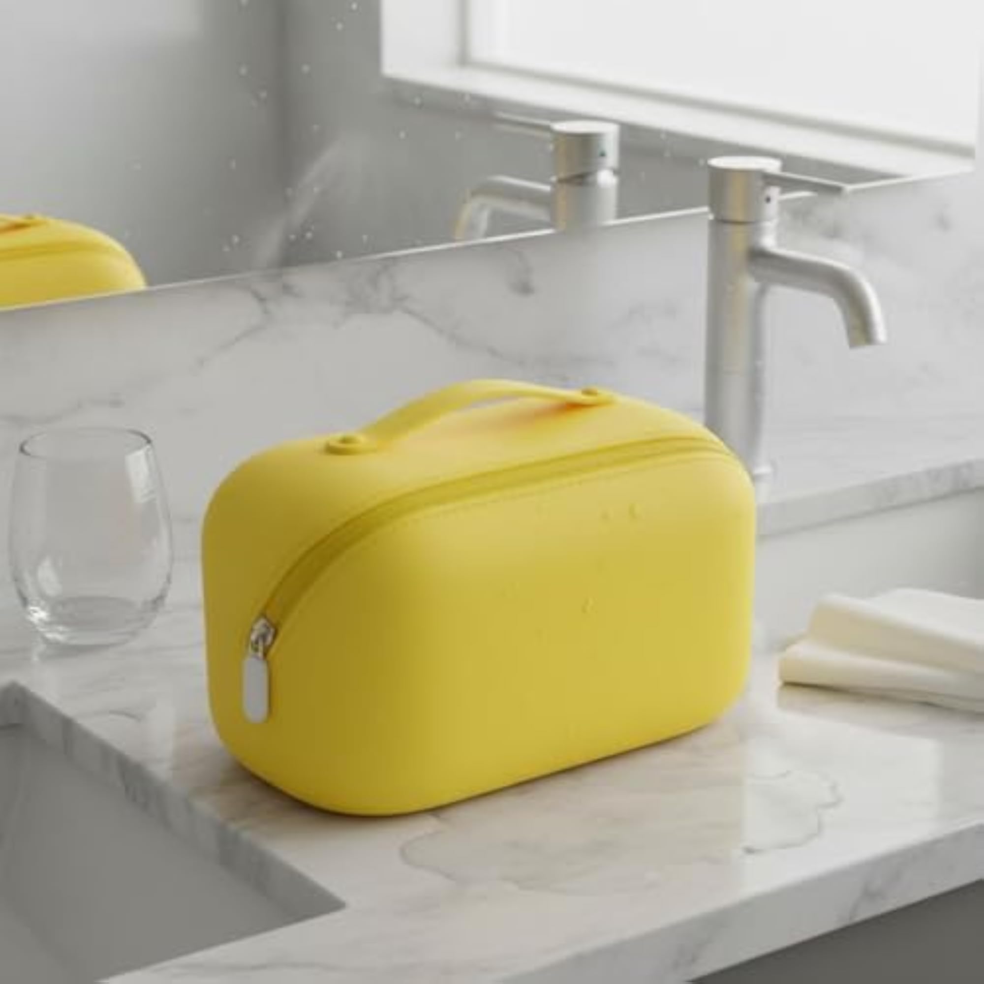 Large Capacity Yellow Silicone Waterproof Makeup Bag, Portable