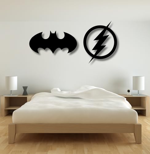 Image of TWIGGY Superhero 6mm MDF Wooden Wall Decor Set for Home, Office, or Gaming Room, Gift, Anime (pack of 2 | The Flash,The Dark Knight)