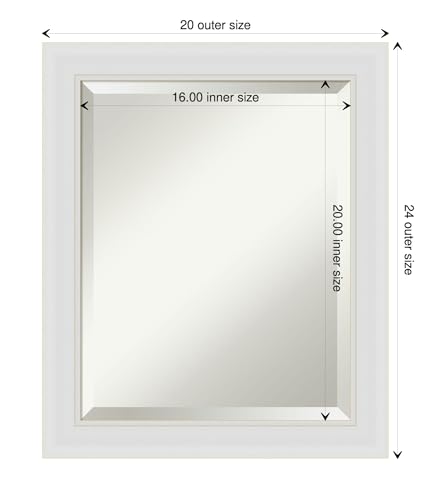 Image of Framed Vanity Mirror | Bathroom Mirrors for Wall | Flair Soft White Narrow Mirror | Wall Mounted Mirror | Small Mirror | 24.00 x 20.00 in.