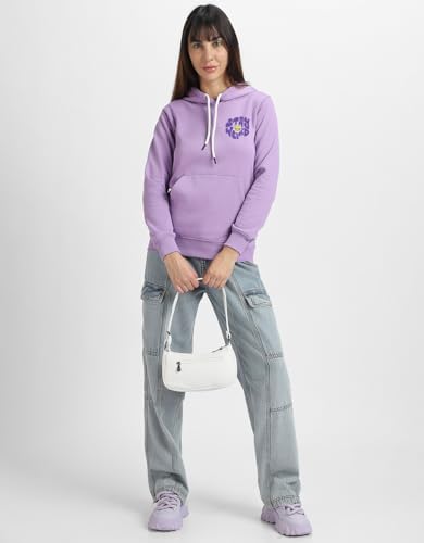 Image of JUNEBERRY Cotton Fleece Regular Fit Hooded Sweatshirt Lastest Back Graphic Printed Winter Hoodies for Women (Available in Colors: Black, SOYA Bean, Orange, Marshmellow, White & Lilac)