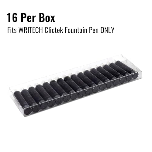 Image of WRITECH W-1784 Cartridge Black Ink: 16ct Black Ink Cartridges Set Clictek Fountain Pens