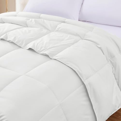 Image of Modern Threads Comforter Duvet Insert, Reversible Quilted Down Alternative Comforter with Corner Tabs, All Season Bedding, Twin, Antique White