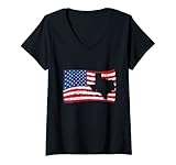 donna stati uniti d'america bandiera vintage texas state 4 luglio veterano maglietta con collo a v