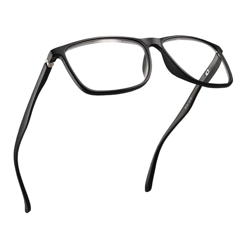 TR90 Matte Black Large Frame Reading Glasses Men with Sturdy Made - Strong Flexible Spring Hinges Mens Eyeglasses - Trendy for all Face Shapes Readers for Men - Wide Frame Cheaters Reading Glasses 1.5