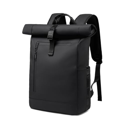 Rolltop Rucksack Herren Damen Großer Laptop Rucksack Wasserdichter mit Computerfach 16 Zoll Rucksäcke Schulrucksack Rain Reiserucksack Handgepäck Flugzeug Business Arbeit Reisen