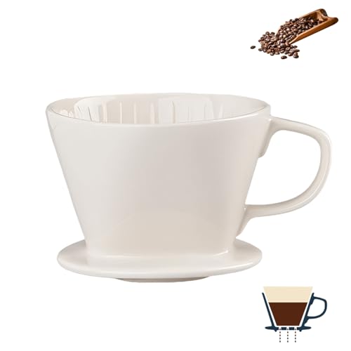 Marirao Pour Over Coffee Maker, Single Cup Coffee Dripper, Manual Porcelain Slow Brewing Accessories for Travel, Camping, Office, Home, Cafe, Coffee Gifts (White, Medium)