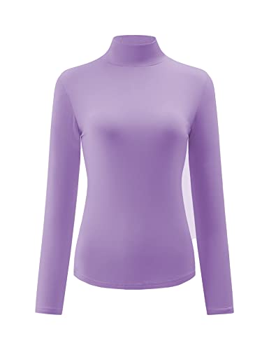 Image of Kindcall Womens Slim Fitted Mock Turtleneck Tops Long Sleeve Lightweight Base Layer Shirts