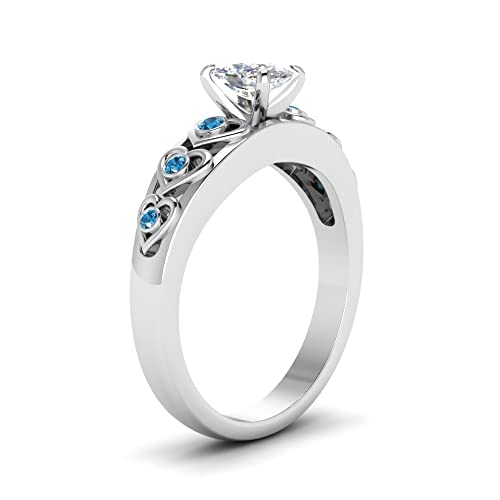 Image of 55Carat Choose Your Gemstone Heart Design Diamond CZ Accent Ring Sterling Silver Cushion Shape Side Stone Engagement Rings Matching Jewelry Wedding Jewelry Easy to Wear Gifts US Size 4 to 12
