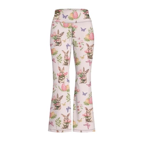 Easter Flare Pants for Girls 5-14 Years Wide Leg Long Bell Bottoms Kids School Workout Yoga Leggings Bootcut