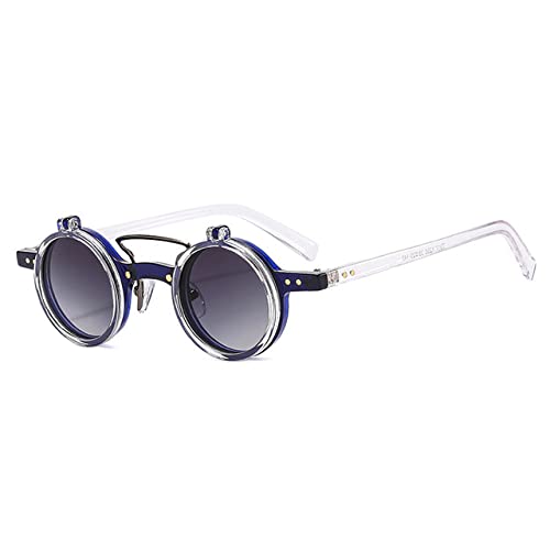 Lunettes de soleil double ponts rivets avec verres bleus relevables
