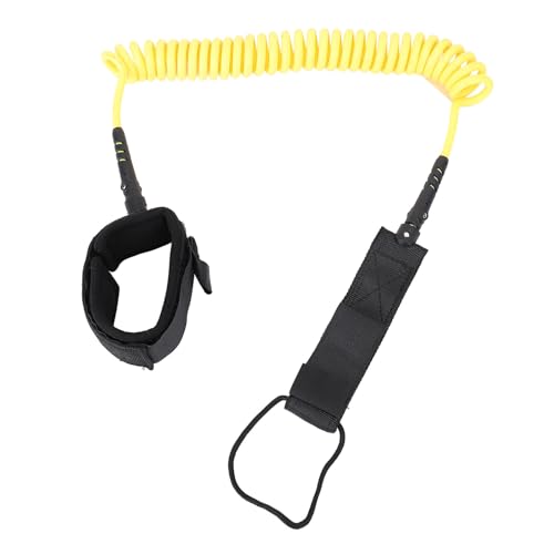 9.8ft Surf Leash Spiral 7mm Thickness TPU Coiled Paddle Board Leash Paddleboard Rope for Surfing and Paddleboarding (Yellow)
