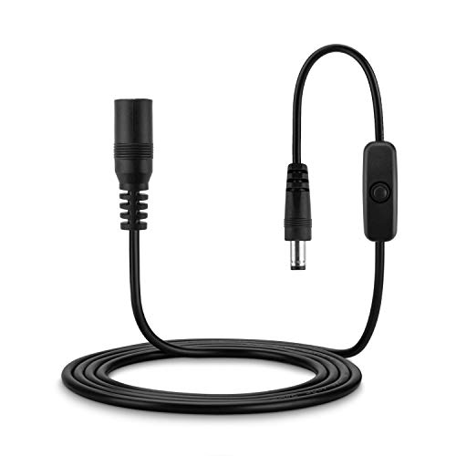 Aukru 5.5mm x 2.1mm Jack Connector Charger DC Power Cable with Switch Button for Arduino Uno Rev 3 CCTV Camera LED Light Strip