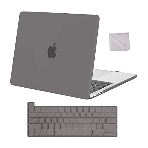 MOSISO Compatible with MacBook Pro 13 inch Case 2023, 2022, 2021-2016 M2 M1 A2338 A2251 A2289 A2159 A1989 A1708 A1706, Plastic Hard Shell Case & Keyboard Cover Skin & Wipe Cloth, Gray