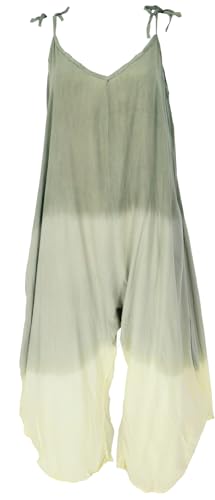 GURU SHOP Batik Jumpsuit, Sommer Overall, Hosenkleid - Grün/vanille,...