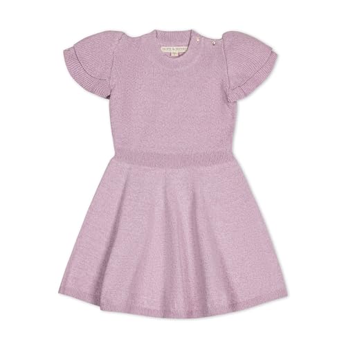 Hope & Henry Baby Girls Organic Double Flutter Sleeve Sweater Dress 18-24 Months Lavender Marl