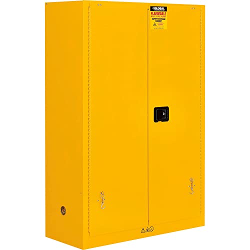 Global Industrial Flammable Cabinet, Self Close Double Door, 45 Gallon, 43