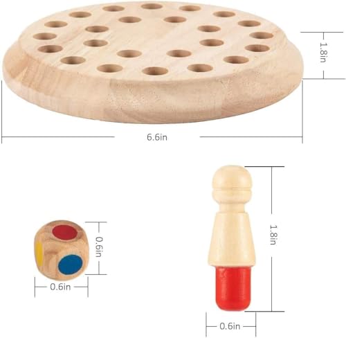 Image of Wooden Memory Chess Color Matching Game Multi Player Family Board Games for Kids and Adults, Learning Educational Toy Birthday Gift for Boy and Girl