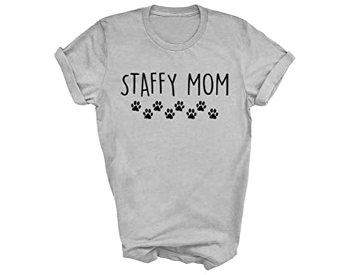 Fellow Friends - Staffy T-Shirt, Staffy Mom Shirt Womens Gifts X-Large Grey