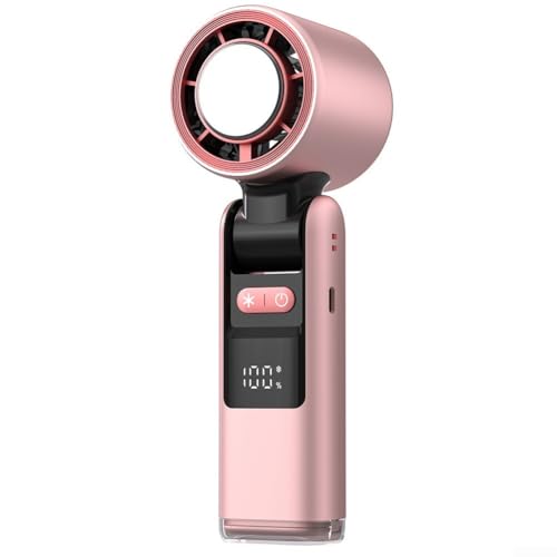 Sileduove Ventilador pequeño de mano de alta velocidad, mini ventilador USB de alta velocidad con pantalla digital para acampar al aire libre, viajes, oficina en casa, dispositivo de refrigeración