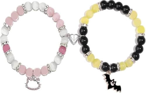 Image of Spiderman Kitty Magnetic Friendship Bracelets, Couple's Bracelets, Valentine's Day Gifts for BFF, BF, GF, Women, Men, Girls, Kids