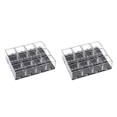 Boîte carrée en plastique transparent anti-poussière pour minéraux x24